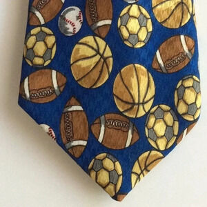 Talbots Kids Sports Themed Blue Silk Tie